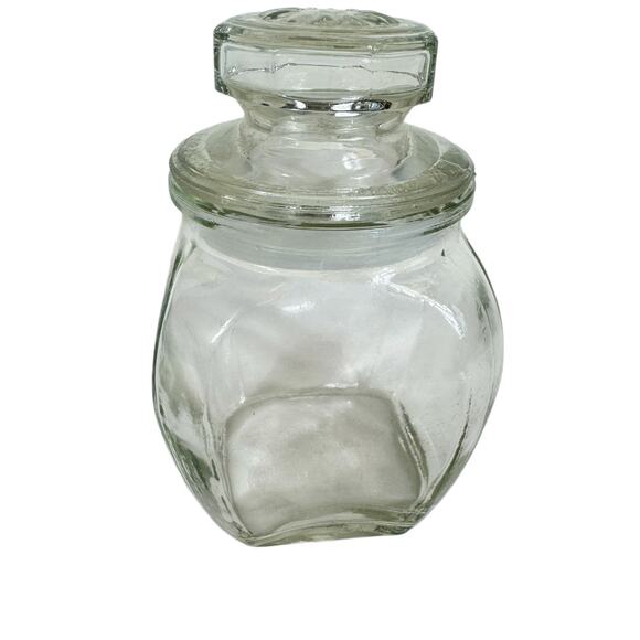 Vintage Clear Glass Lidded Apothecary Jar Container - Picture 1 of 5